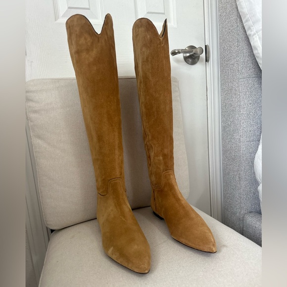 Conscious Woman’s Polo Ralph Lauren Brown Leather suede knee-high flat boots 6.5 - Picture 3 of 7